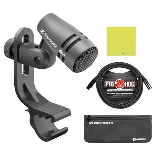 Liquid Audio Sennheiser E 604 Cardioid Dynamic Drum Microphone Bundle w/Pig Hog PHM10 8mm Mic Cable Polishing Cloth