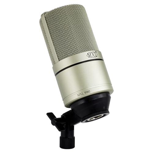 Liquid Audio - MXL 990 Large-diaphragm Condenser Microphone Bundle w/Pig Hog PHM10 8mm Mic Cable, Pop Filter Polishing Cloth