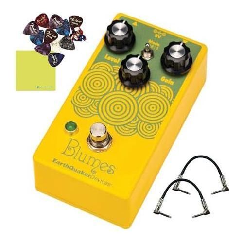 EarthQuaker Devices Blumes Low Signal Shredder Bundle w/2x Strukture S6P48 Woven Right Angle Patch Cables, 12x Guitar Picks and Liquid Audio Polishing Cloth