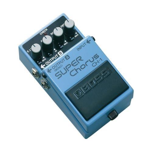 Boss CH-1 Unique Stereo Super Chorus Pedal Bundle w/2x Strukture S6P48 Woven Right Angle Patch Cables, 12x Guitar Picks and Liquid Audio Polishing Cloth