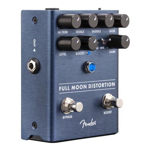 Fender Full Moon Distortion Effects Pedal, Boost and Gain Bundle w/2x Strukture S6P48 Woven Right Angle Patch Cables, 12x Guitar Picks and Liquid Audio Polishing Cloth