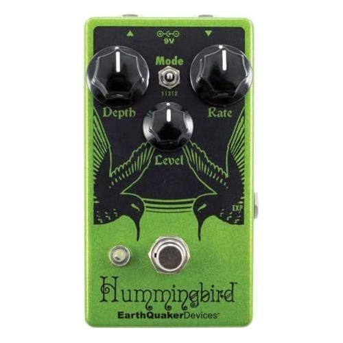 EarthQuaker Devices Hummingbird V4 Repeat Percussions Tremolo Pedal Bundle w/2x Strukture S6P48 Woven Right Angle Patch Cables, 12x Guitar Picks and Liquid Audio Polishing Cloth