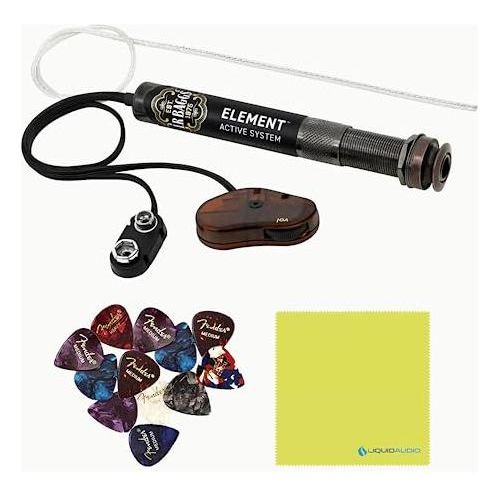 LR Baggs EAS Element Active System with volume Control for Steel String Guitar Bundle w/ 12x Fender Picks and Liquid Audio Polishing Cloth