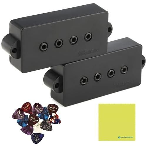 DiMarzio DP122BK Model P for Fender Bass Pickup Black Bundle w/ 12x Fender Guitar Picks and Liquid Audio Polishing Cloth