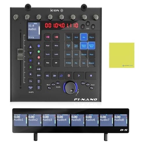 iCON Pro Audio P1 Nano Compact USB C-MIDI Control Surface Bundle w/iCon D5 Display for P1 Nano and Liquid Audio Polishing Cloth