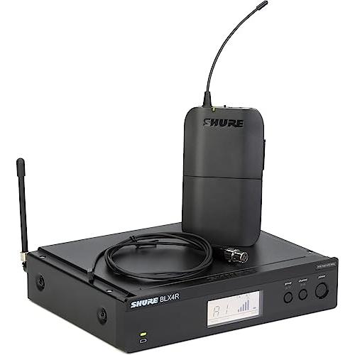 Shure BLX14R/W93 UHF Wireless Microphone System - Perfect for Interviews, Presenting, Theater - 14-Hour Battery Life, 300 ft Range | WL93 Lavalier Mic, Single Channel Rack Mount Receiver | H10 Band