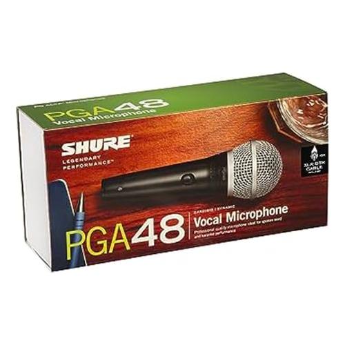 Shure PGA48 Dynamic Microphone - Handheld Mic for Vocals with Cardioid Pick-up Pattern, Discrete On/Off Switch, 3-pin XLR Connector, Stand Adapter and Zipper Pouch, No Cable (PGA48-LC)