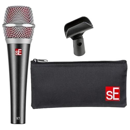 Liquid Audio sE Electronics V7 Supercardioid Dynamic Vocal Microphone Bundle w/Pig Hog PHM10 8mm Mic Cable Polishing Cloth