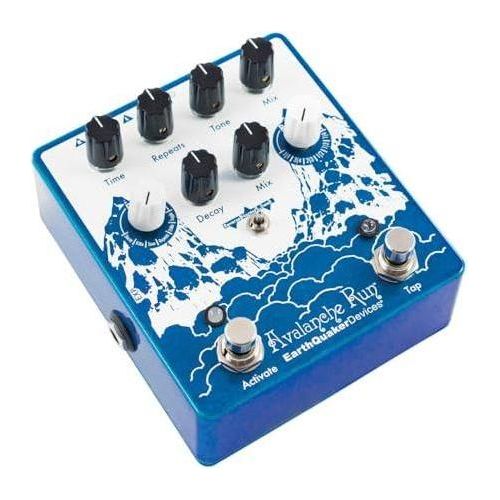 EarthQuaker Devices Avalanche Run Stereo Reverb & Delay with Tap Tempo Bundle w/2x Strukture S6P48 Woven Right Angle Patch Cables, 12x Guitar Picks and Liquid Audio Polishing Cloth