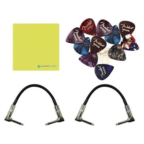 NUX Melvin Lee Davis Bass Preamp + DI Bundle w/2x Strukture S6P48 Woven Right Angle Patch Cables, 12x Guitar Picks and Liquid Audio Polishing Cloth