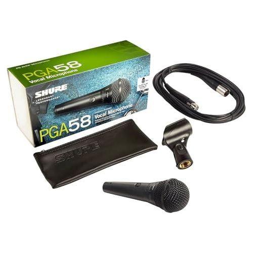 Shure PGA58 Dynamic Microphone - Handheld Mic for Vocals with Cardioid Pick-up Pattern, Discrete On/Off Switch, Stand Adapter and Zipper Pouch, No Cable (PGA58-LC)