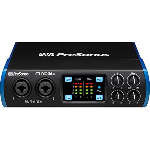 PreSonus Studio 26c 2x4, 192 kHz, USB Audio Interface with Studio One Artist and Ableton Live Lite DAW Recording Software