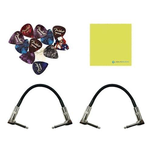 Boss CS-3 Compression Sustainer Pedal Bundle w/2x Strukture S6P48 Woven Right Angle Patch Cables, 12x Guitar Picks and Liquid Audio Polishing Cloth