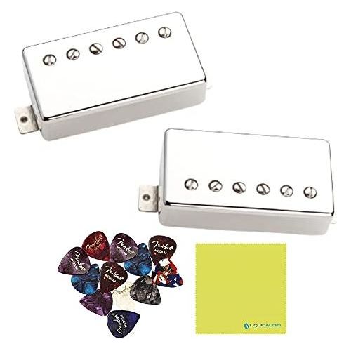 Seymour Duncan Pearly Gates Set Nickel Electric Guitar Electronics Bundle w/ 12x Guitar Picks + Liquid Audio Polishing Cloth - Classic Rock and Blues Sound Texas-Blues Tone 11108-49