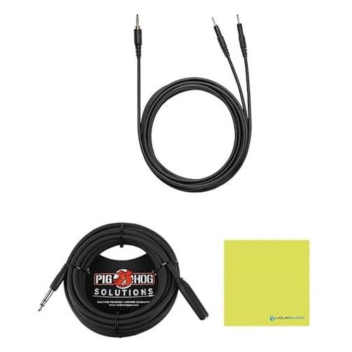 Liquid Audio Audio Technica ATH-R70X Professional Open-Back Reference Headphones Bundle w/Pig Hog PHX14-25 Headphone Extension Cable Polishing Cloth