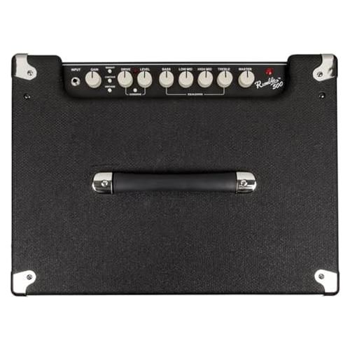 Fender Rumble™ 500 Bass Combo Amplifier, 120V, Black and Silver, 2370600000 Bundle w/Pig Hog PCH10BK “Black Woven” Instrument Cable, 12-Pack Guitar Picks & Liquid Audio Polishing Cloth