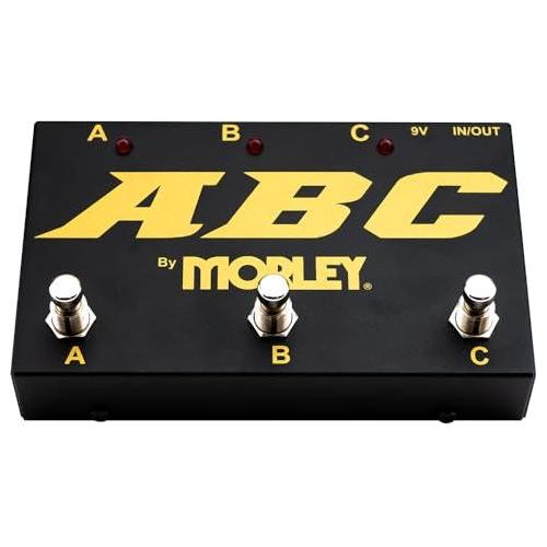 Morley Gold Series ABC 3-button Switcher/Combiner Pedal Bundle w/2x Strukture S6P48 Woven Right Angle Patch Cables, 12x Guitar Picks and Liquid Audio Polishing Cloth