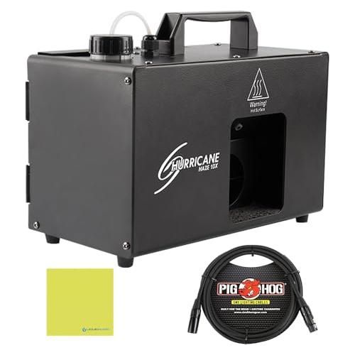 Chauvet HHAZE1DX Hurricane Haze Machine Bundle w/Pig Hog PHDMX10 Lighting Cable and Liquid Audio Polishing Cloth