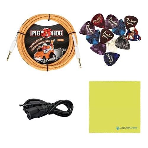 Orange Amps Rocker 15 1x10 15-watt Tube Combo Orange Bundle w/Pig Hog Orange Crème 2.0 Instrument Cable, Power Supply AC Adapter, 12x Fender Picks & Liquid Audio Polishing Cloth