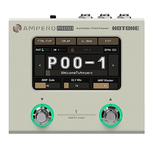 HOTONE Guitar Multi Effects Processor Multi Effects Pedal Touch Screen Guitar Bass Amp Modeling IR Cabinets Simulation Guitar Effects Pedal Multi FX Processor Ampero