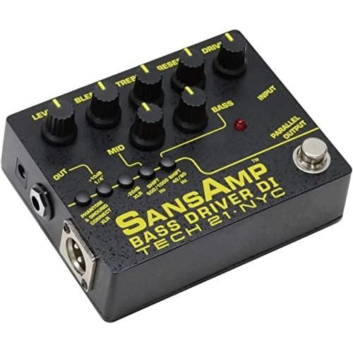 Tech 21 SansAmp Bass Driver DI V2 Pedal Bundle w/Patch Cables, Fender Guitar Picks 12 Pack & Liquid Audio Polishing Cloth