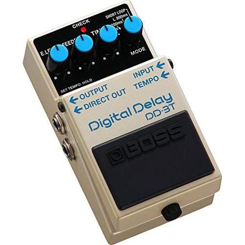 Boss DD-3T Iconic Digital Delay Pedal Bundle w/2x Strukture S6P48 Woven Right Angle Patch Cables, 12x Guitar Picks and Liquid Audio Polishing Cloth