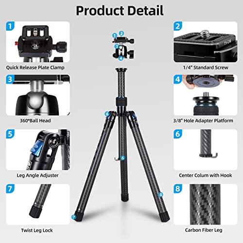 SIRUI Professional Traveler Video Camera Tripod-Carbon Fiber Travel Video Tripod with Fluid Video Head