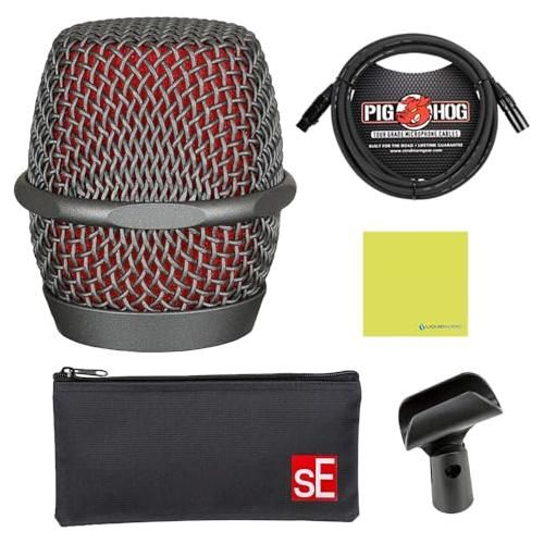 Liquid Audio sE Electronics V7 MC2 Mic Capsule for Sennheiser Wireless Bundle with Pig Hog PHM10 8mm Mic Cable Polishing Cloth