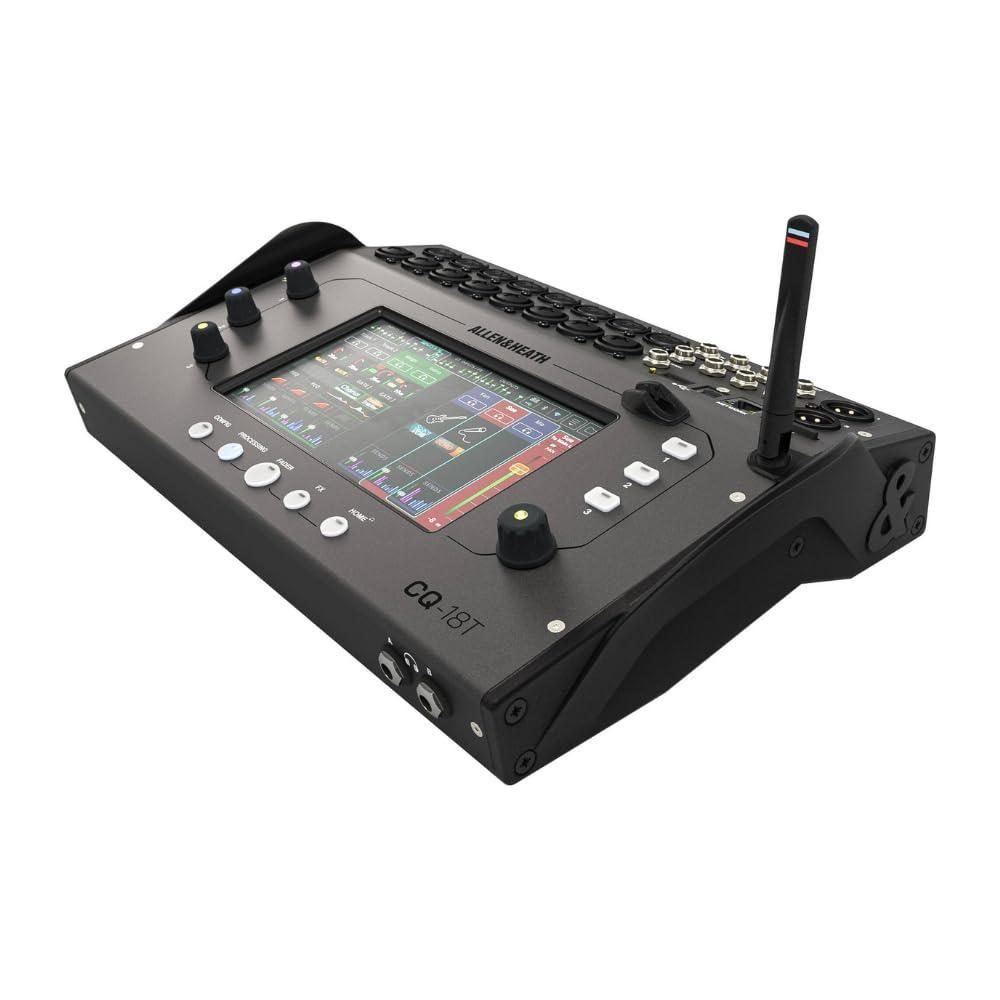 Allen & Heath AH-CQ18T Ultra-Compact 18in / 8out Digital Mixer with Wi-Fi Bundle w/ 2-Pack Pig Hog PHM15 Mic Cable, Power Cable & Liquid Audio Polishing Cloth