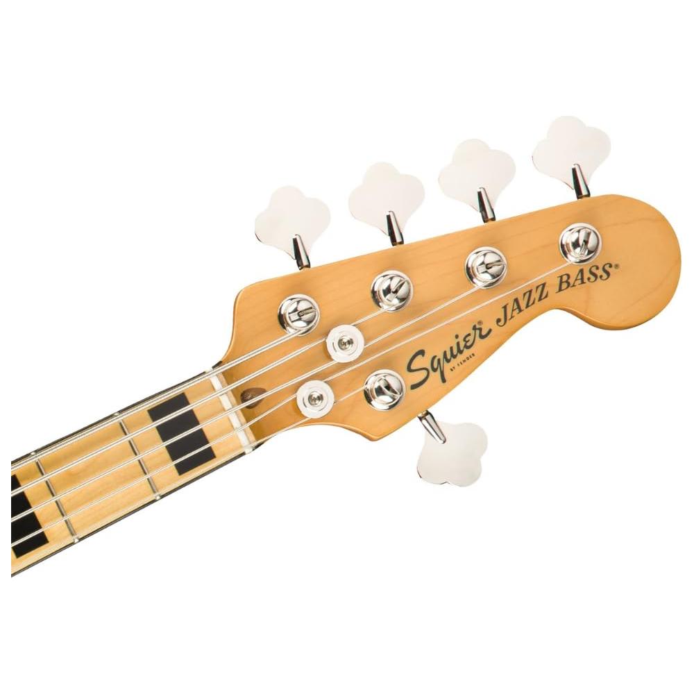 Fender Jazz Bass V Squier Classic Vibe '70s, Maple Fingerboard, Black Bundle with 12x Fender Guitar Picks & Liquid Audio Instrument Polishing Cloth