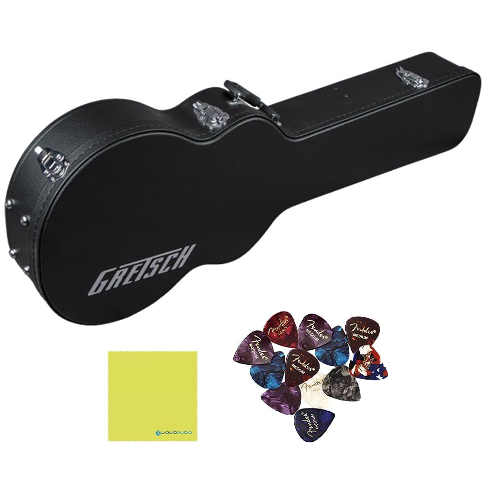 Liquid Audio Gretsch® G2655T Streamliner Center Block Jr. Case, Black, 0992655000 Bundle w/ 12-Pack Guitar Pick Polishing Cloth