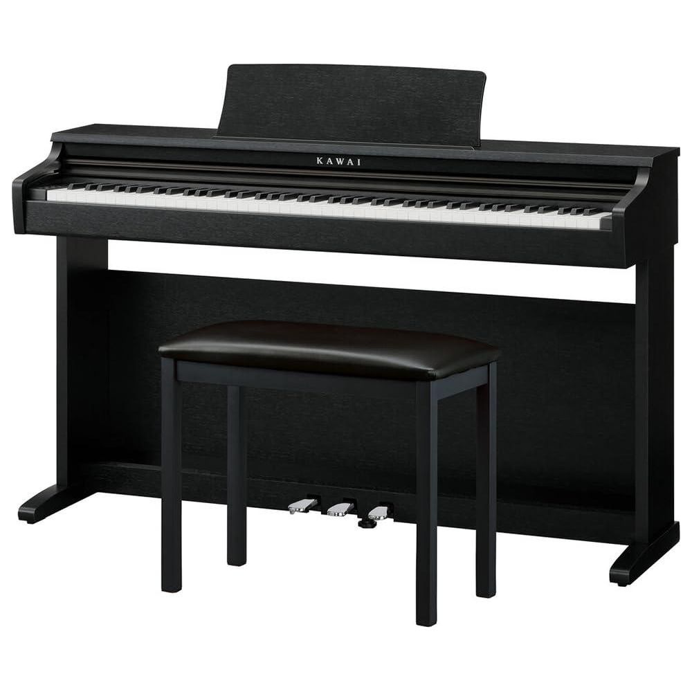 Kawai KDP120 Digital Piano in a Premium Satin Black Finish Bundle with Kawai F-10H Damper Pedal and Liquid Audio Polishing Cloth