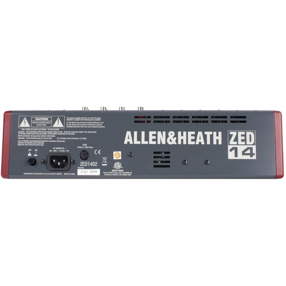 Allen & Heath AH-ZED14 Mid 2-Bus Live Sound Mixer with Stereo Interface Bundle w/Power Cable, USB Cable & Liquid Audio Polishing Cloth