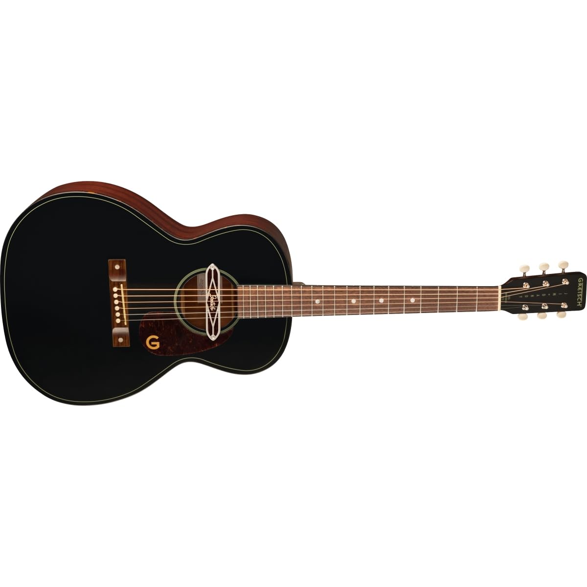 Gretsch Jim Dandy Deltoluxe Concert 6-String Right-Handed Acoustic Guitar with C-Shape Neck and Select Lightweight Laminate Tonewoods X-Braced Body (Black Top)