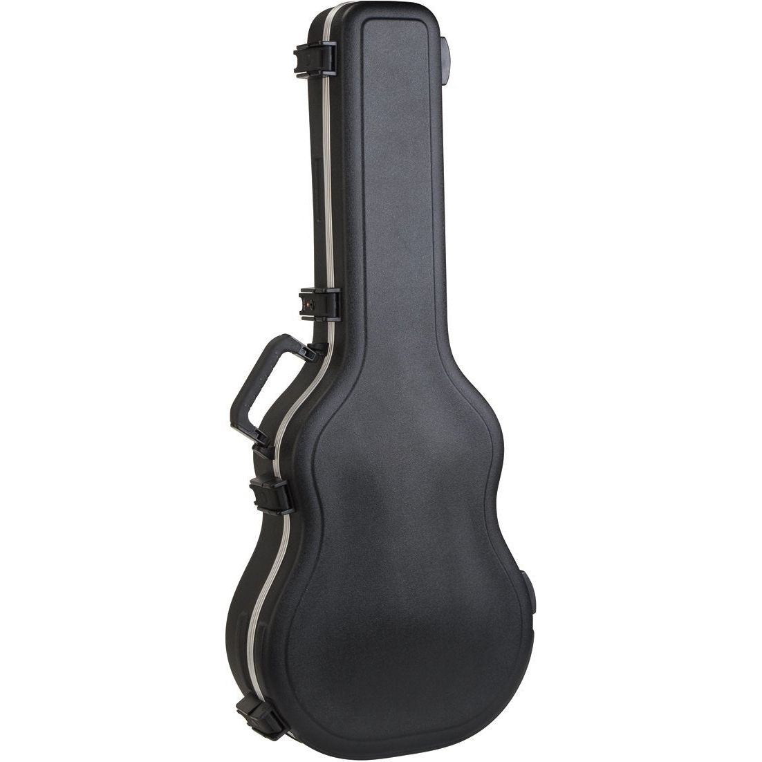 SKB Cases 000-Size Acoustic Shaped Guitar Hardshell Case with Full-Length Neck Support, TSA Latch, Over-Molded Handle, and Accessories Compartment