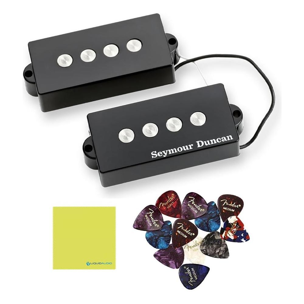 Seymour Duncan Quarter Pound™ P-Bass 4 String Pickup Bundle w/ 12x Fender Guitar Picks, and Liquid Audio Polishing Cloth