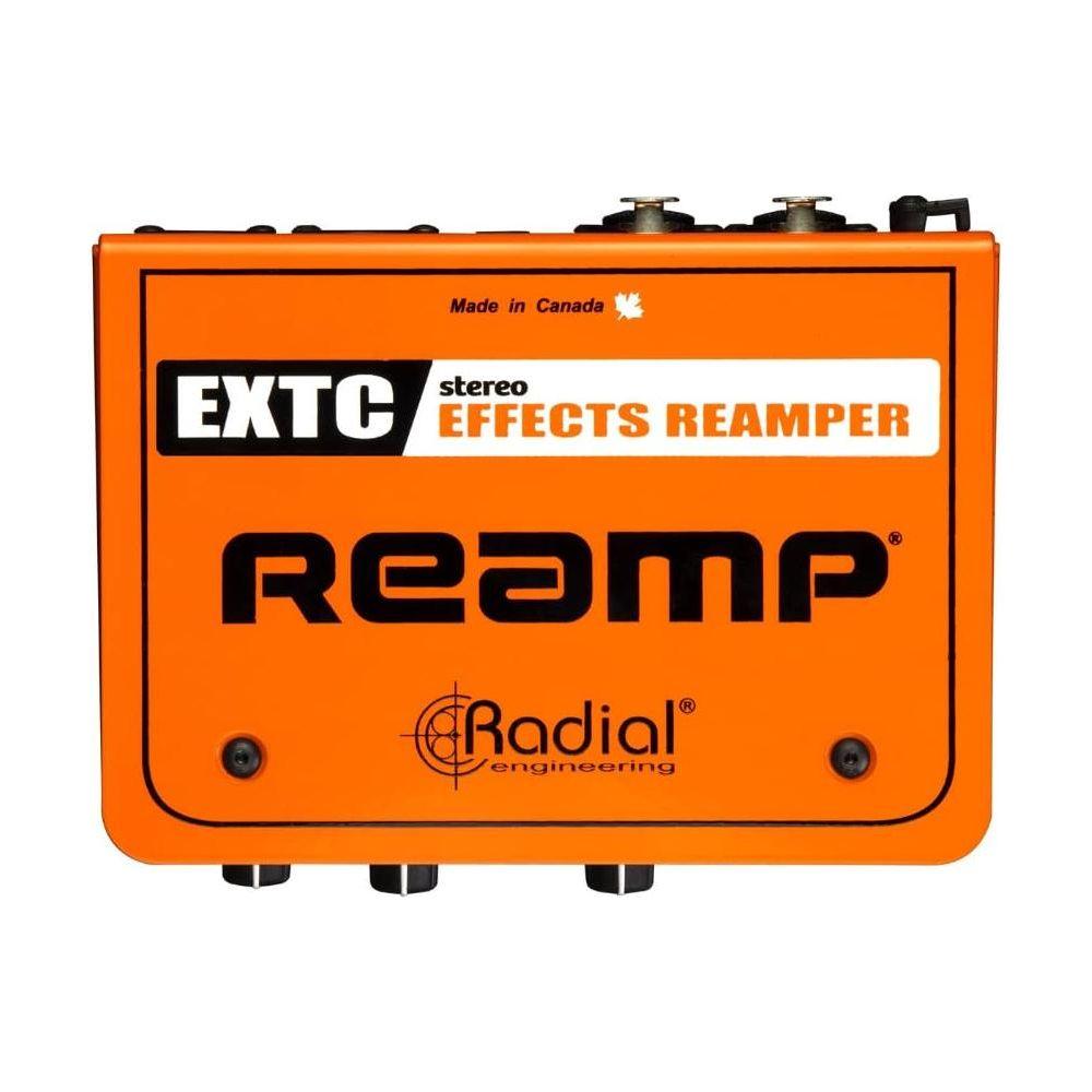 Radial Engineering EXTC-Stereo Guitar Effects Interface & Reamper Bundle w/ 2-Pack Pig Hog 10' Orange Cream 2.0 Instrument Cable, Power Adapter and Liquid Audio Polishing Cloth