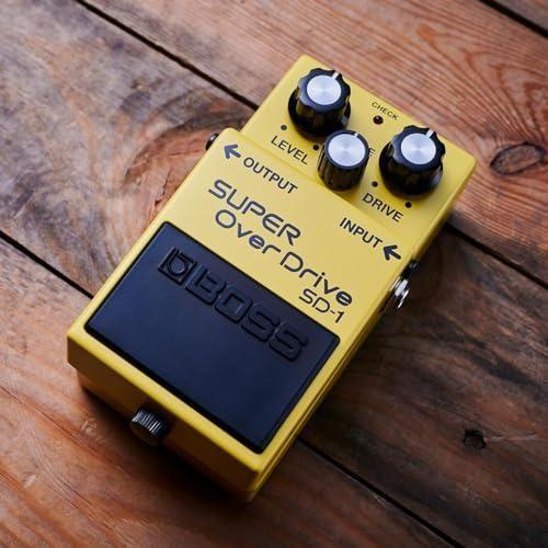 Boss SD-1 Legendary Super Overdrive Pedal Bundle w/2x Strukture S6P48 Woven Right Angle Patch Cables, 12x Guitar Picks and Liquid Audio Polishing Cloth