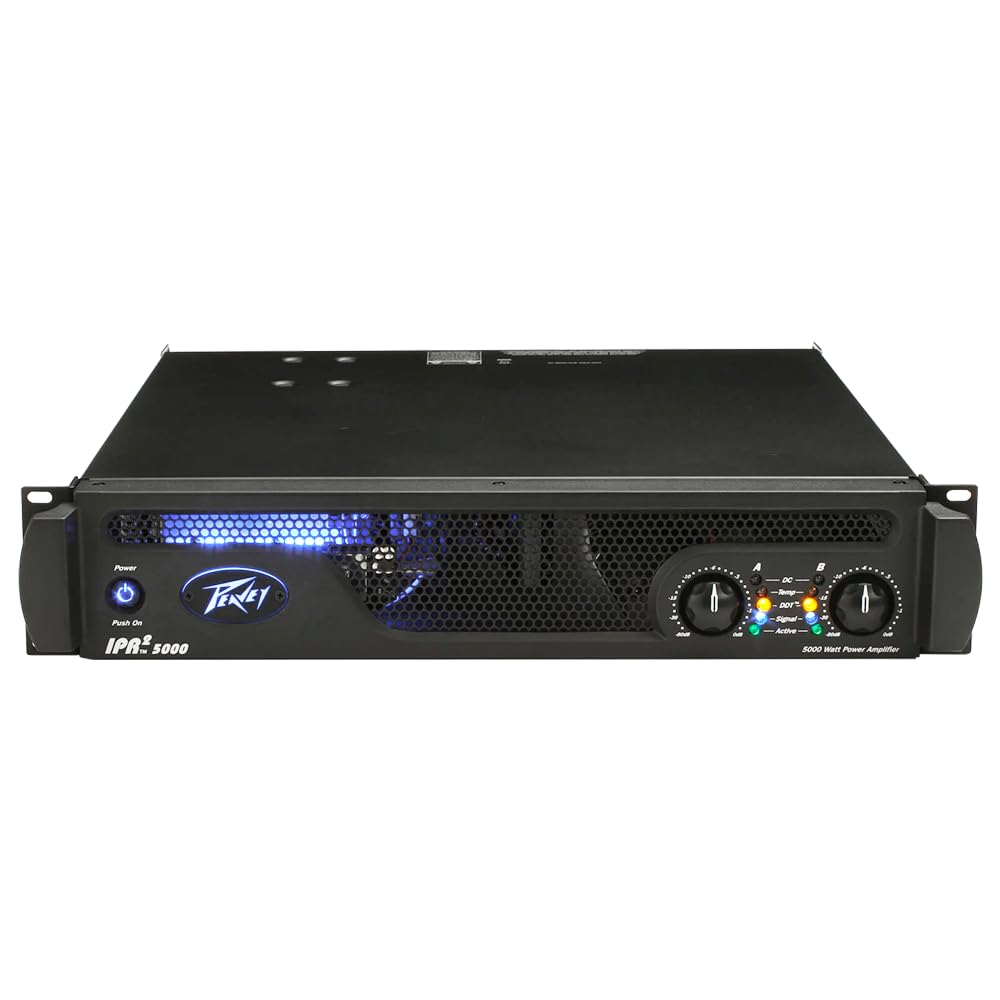 Peavey IPR2 5000 Power Amplifier Bundle with 2x 20ft Pig Hog Black Woven Instrument Cables and Polishing Cloth – 2-Channel Lightweight Professional Audio Amp