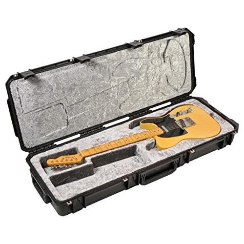 SKB iSeries Waterproof Strat and Tele Guitar Injection Molded Mil-Standard Waterproof Flight Case with Quiet-Glide Wheels