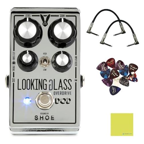 DigiTech Looking Glass Effect Pedal Bundle w/ 2-Pack Strukture Cable, 12-Pack Guitar Pick and Liquid Audio Polishing Cloth