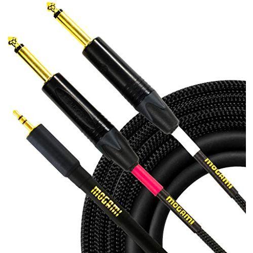 Mogami GOLD 3.5-2TS Stereo Audio Y-Adapter Cable, 3.5mm TRS Plug to Dual 1/4