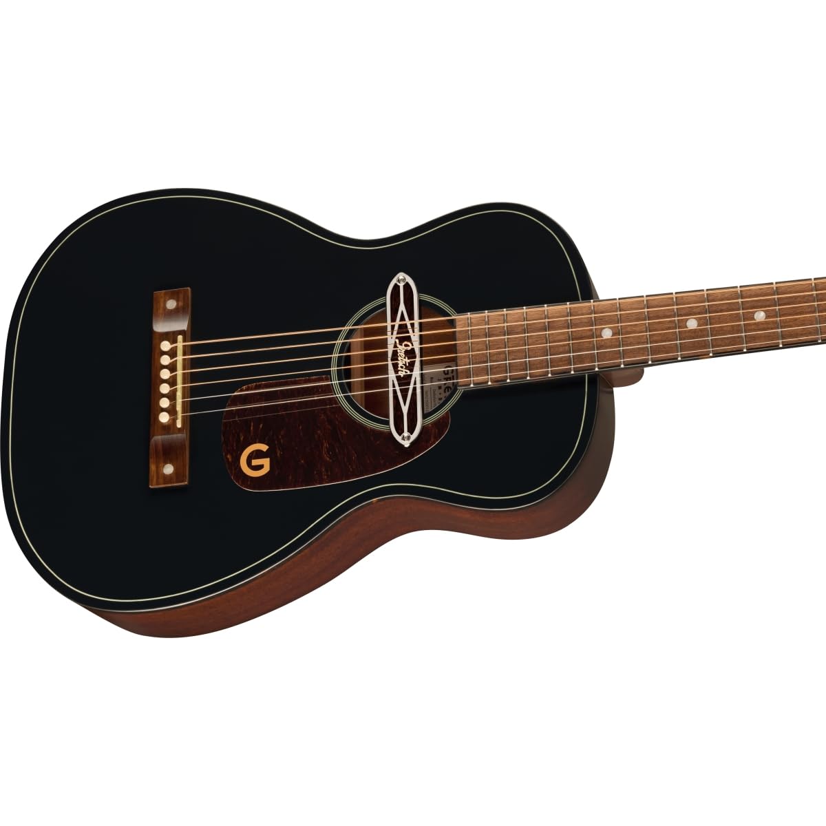 Gretsch Jim Dandy Deltoluxe Parlor 6-String Right-Handed Acoustic Guitar with C-Shape Neck and Select Lightweight Laminate Tonewoods X-Braced Body (Black Top)