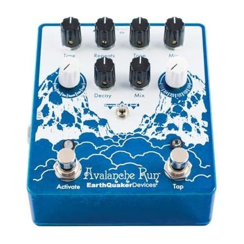 EarthQuaker Devices Avalanche Run Stereo Reverb & Delay with Tap Tempo Bundle w/2x Strukture S6P48 Woven Right Angle Patch Cables, 12x Guitar Picks and Liquid Audio Polishing Cloth