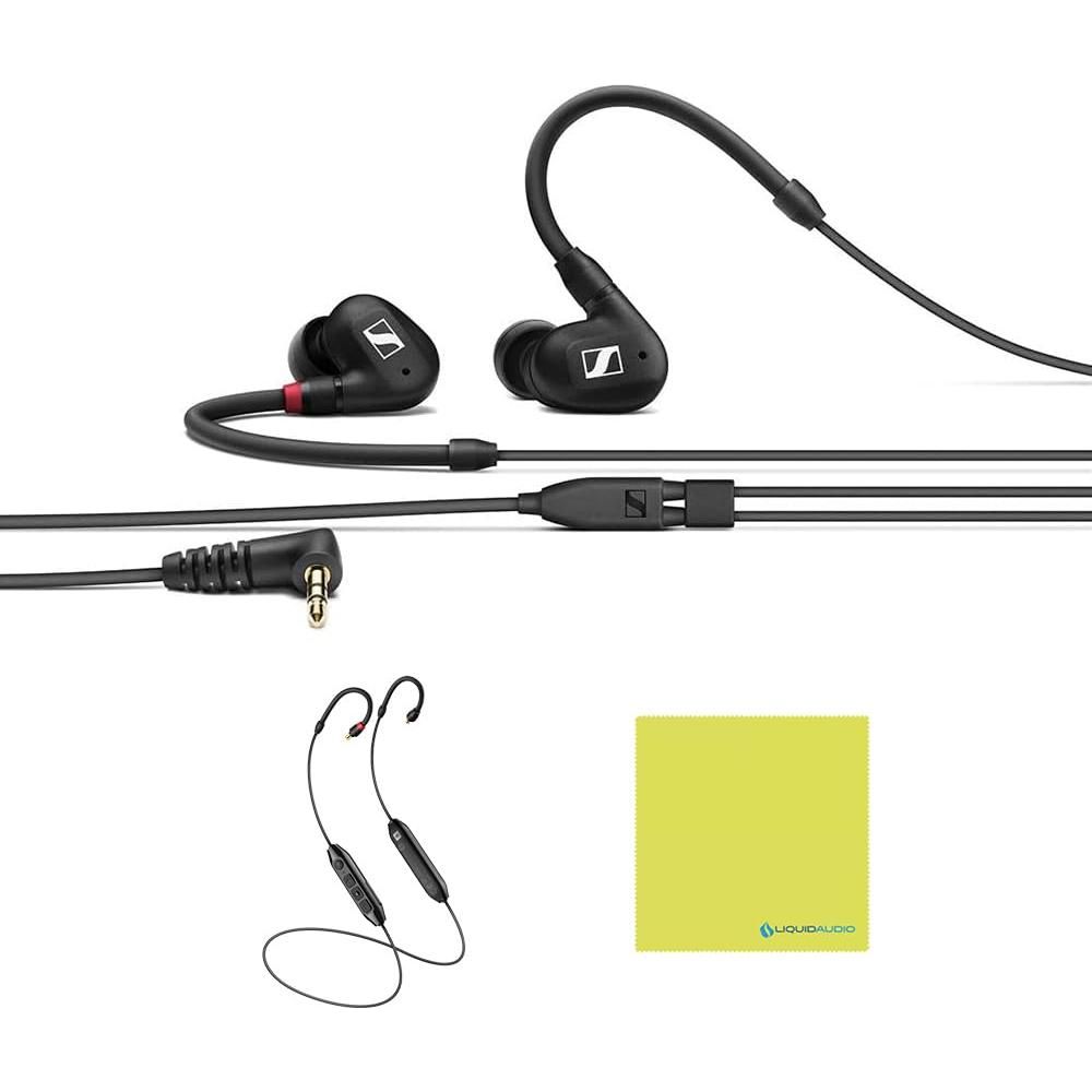 Liquid Audio Sennheiser IE 100 PRO in-ear Monitor, Black Bundle w/Sennheiser IE PRO BT Connector Polishing Cloth