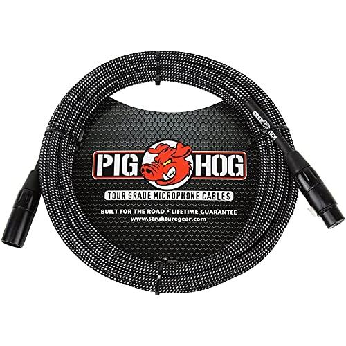 Pig Hog PHM20BBL Black/Blue Woven High Performance XLR Microphone Cable, 20 Feet