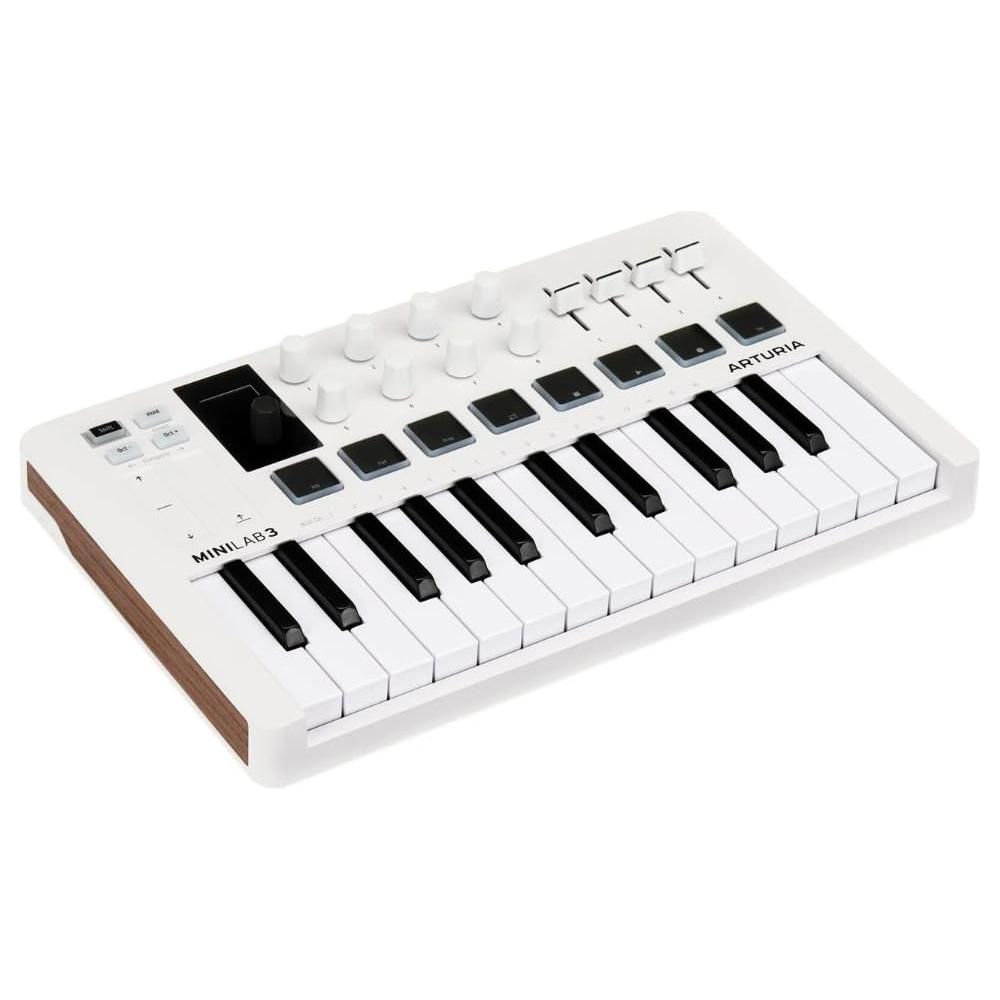 Arturia MiniLab 3 Mini Hybrid Keyboard Controller Bundle w/iCON Pro Audio USolo Recording Interface, USB Cable & Liquid Audio Polishing Cloth