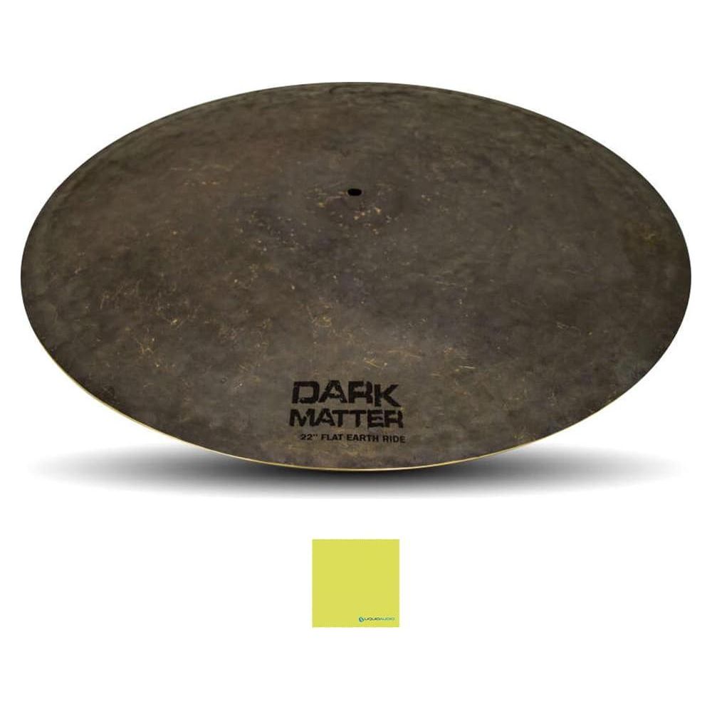 Dream Cymbals and Gongs 22 Inch Cymbal, Dark Matter Flat Earth Ride Series (DMFE22) Bundle with Liquid Audio Instrument Polishing Cloth