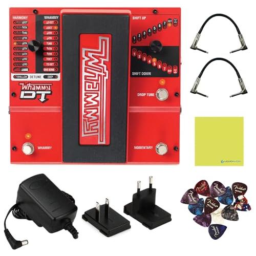 DigiTech Whammy DT Drop Tune Guitar Effects Pedal Bundle w/2x Strukture S6P48 Woven Right Angle Patch Cables, 12x Guitar Picks and Liquid Audio Polishing Cloth