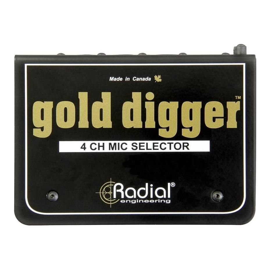 Radial Engineering Gold Digger 4-Channel Mic Selector Straight Wire Distortion-Free Signal Path